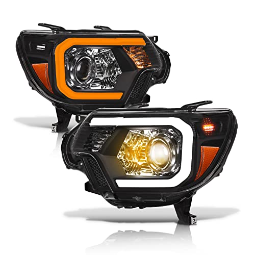 Black Projector Headlights with LED Light Bar W381