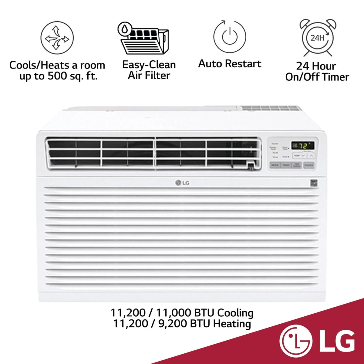 10,000 BTU 230-Volt Through-the-Wall Air Conditioner with Heater, White Q433