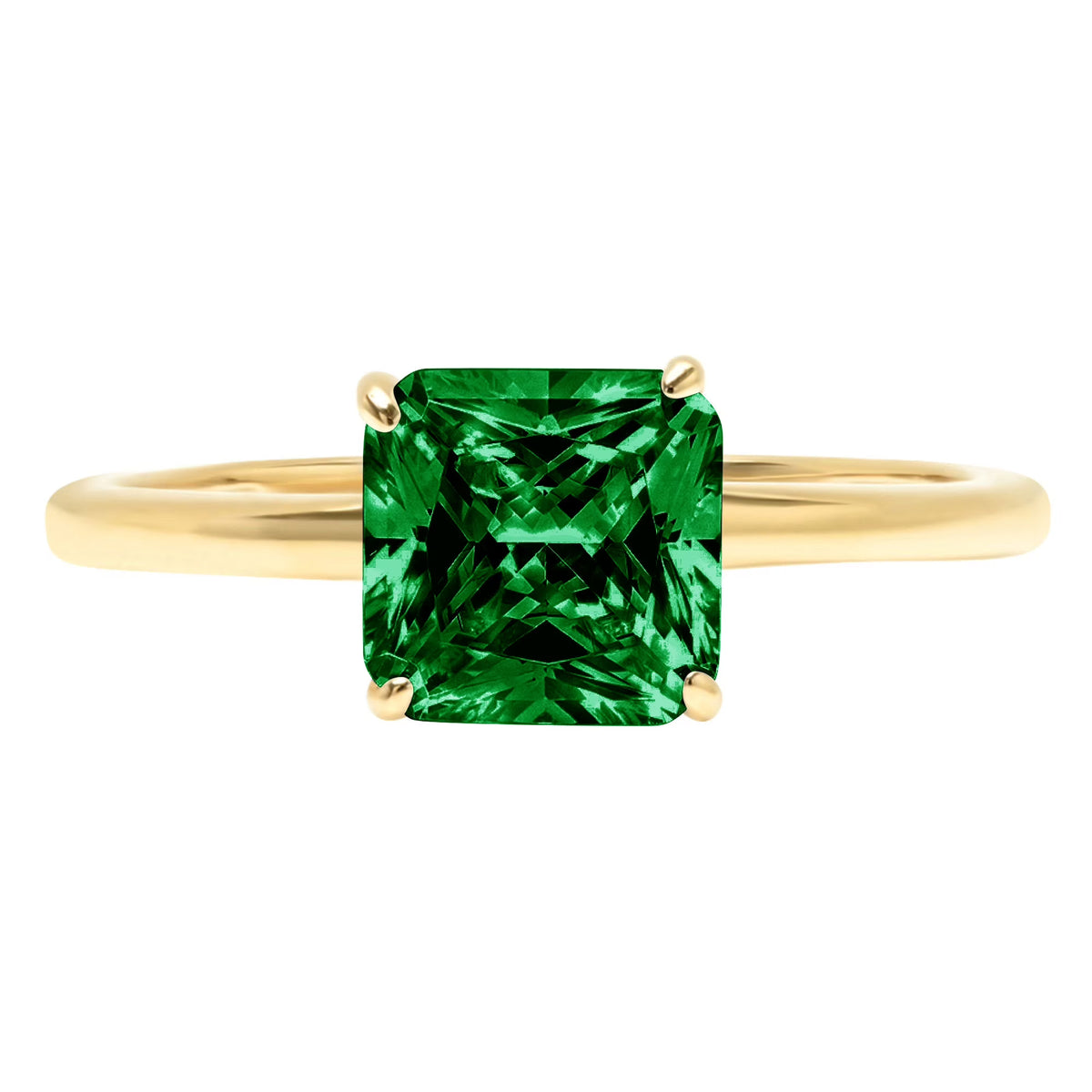 2.5ct Asscher Cut Green Simulated Emerald 18k Yellow Gold Ring Size 8.75 M306339