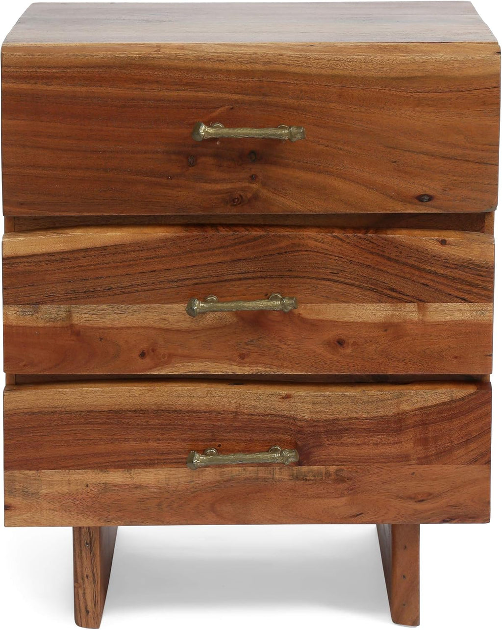 Dark Natural Acacia Wood 3 Drawer Nightstand Q3539