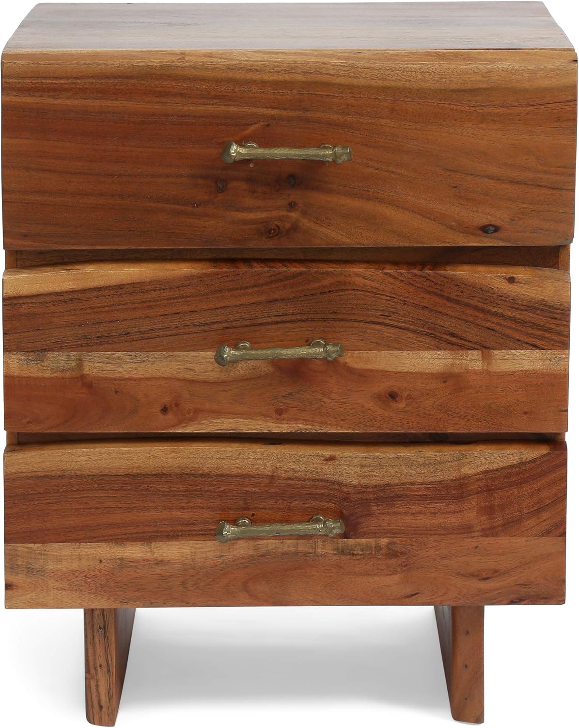 Dark Natural Acacia Wood 3 Drawer Nightstand Q3539