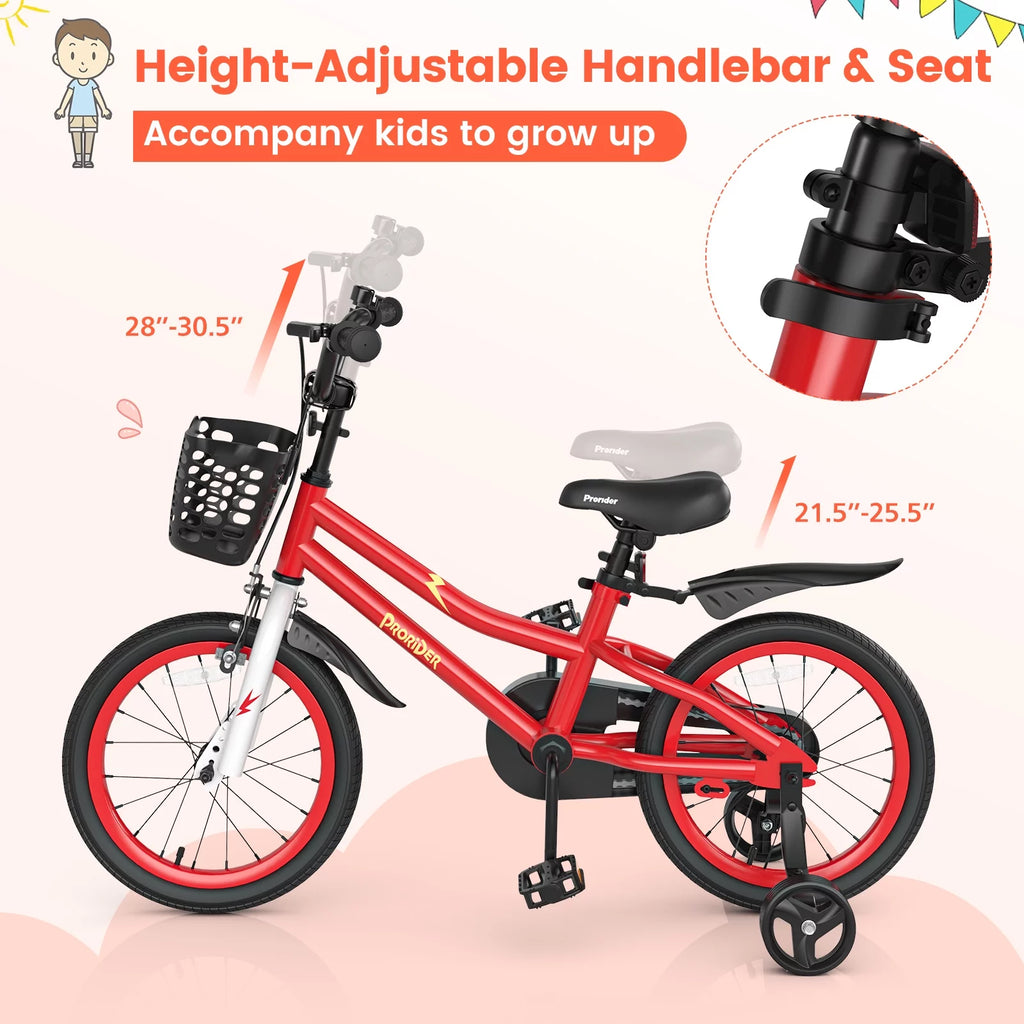 16'' Kid's Bike with Training Wheels & Basket K61555