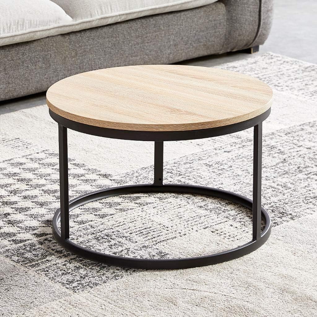 Set of 2 Round Nesting Coffee Table Wood and Metal V23738