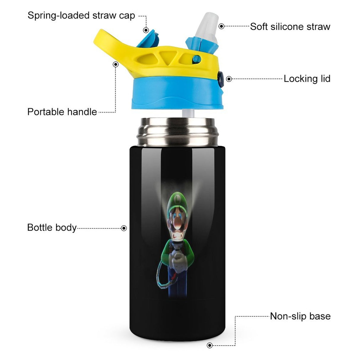 Insulated Stainless Steel Water Bottle With Straw Leak-Proof D7606