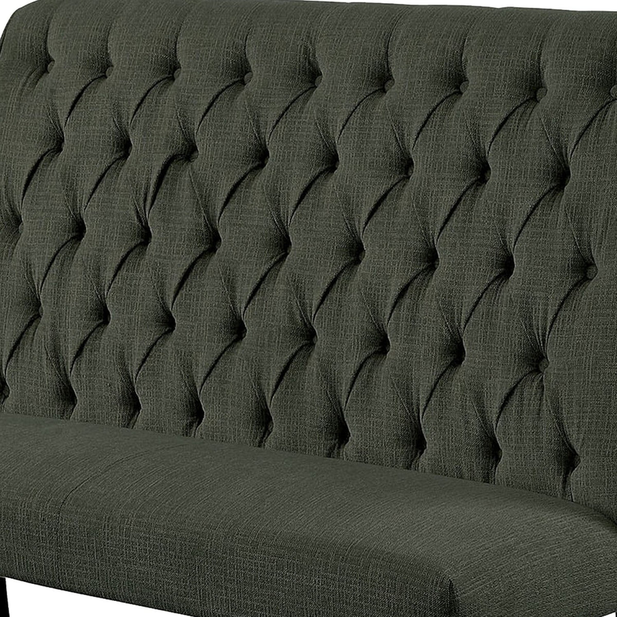 Tufted Fabric Upholstered Wooden Love Seat Bench V6576