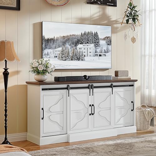 65 Inch TV Stand with Storage Cabinets and Sliding Barn Doors M126588