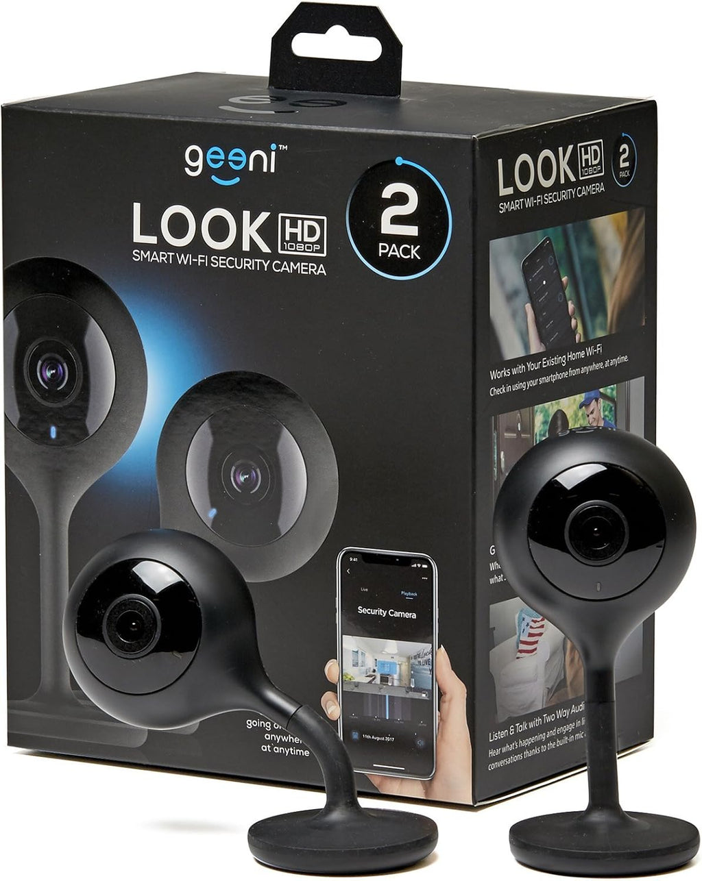 2 Pack 1080p HD Indoor Smart Security Camera with 2-Way Talk and Motion Detection Y283851