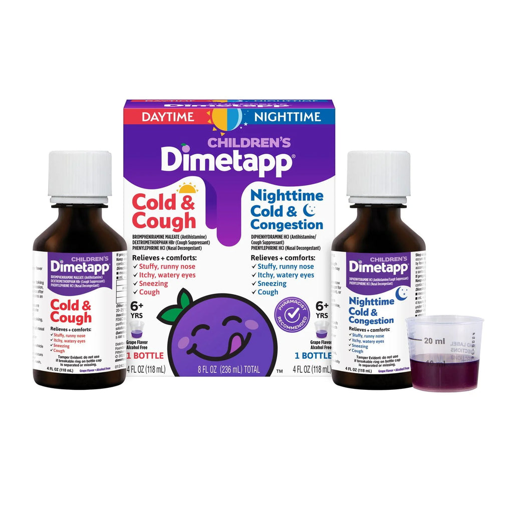 Grape Flavor Alcohol-Free Cold & Cough Medicine 4 oz Liquid Bottles A32159