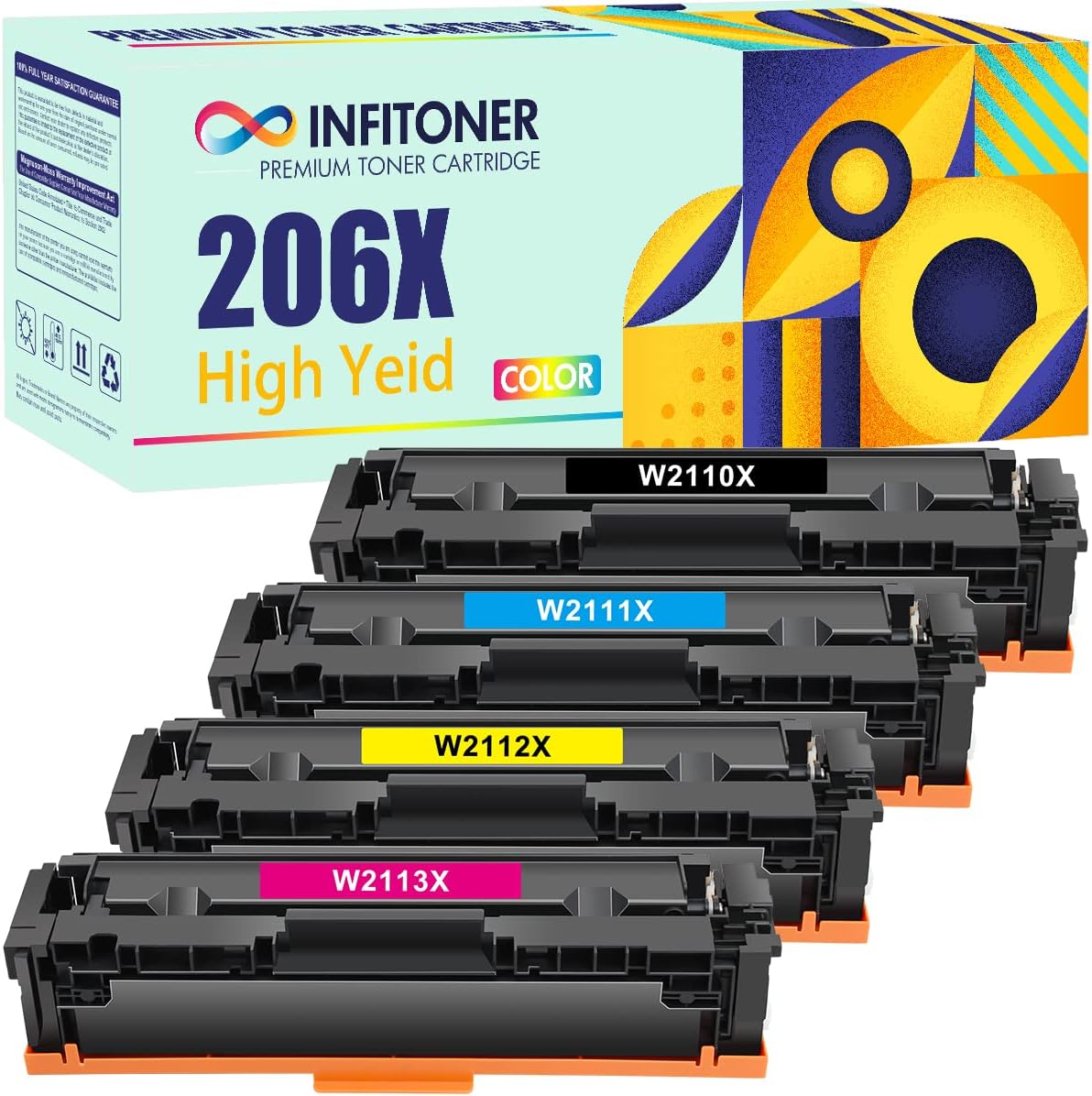 4-Pack Black Cyan Yellow Magenta Toner Cartridge H120546