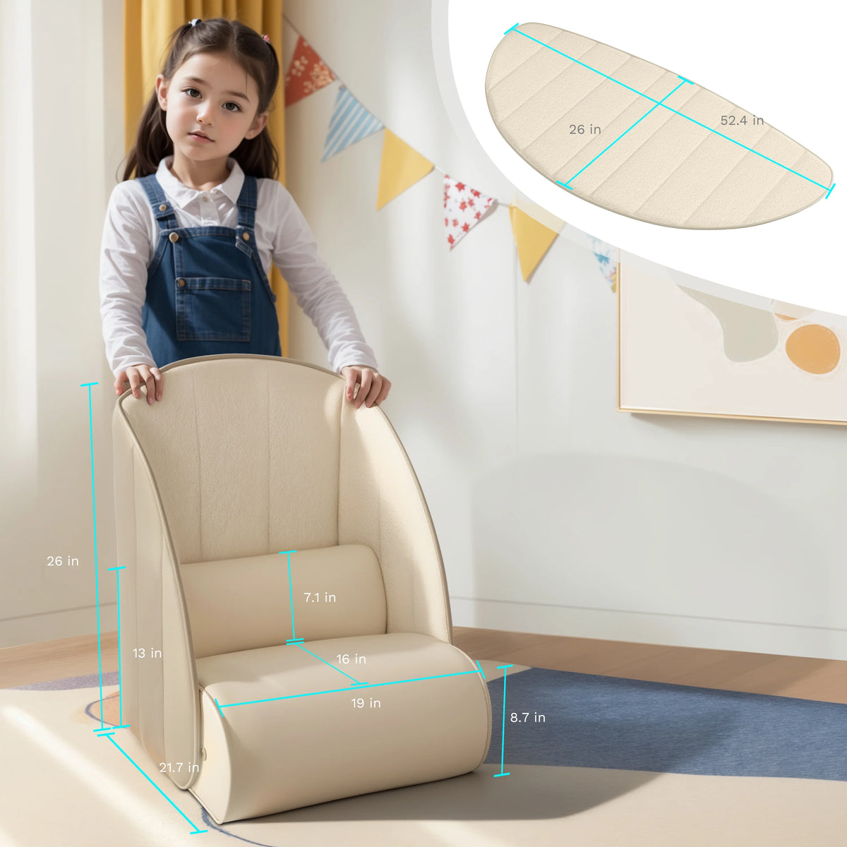 Creative Kids Floor Cushion Sofa Chair with Removable Blanket I237