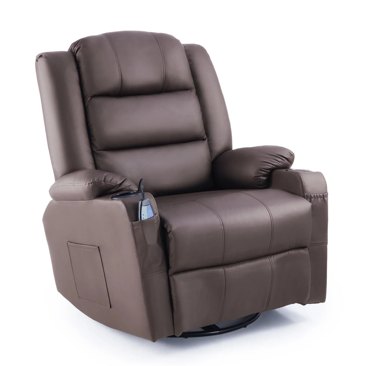 Brown 360 Swivel Heated Massaging Recliner Chair J3430