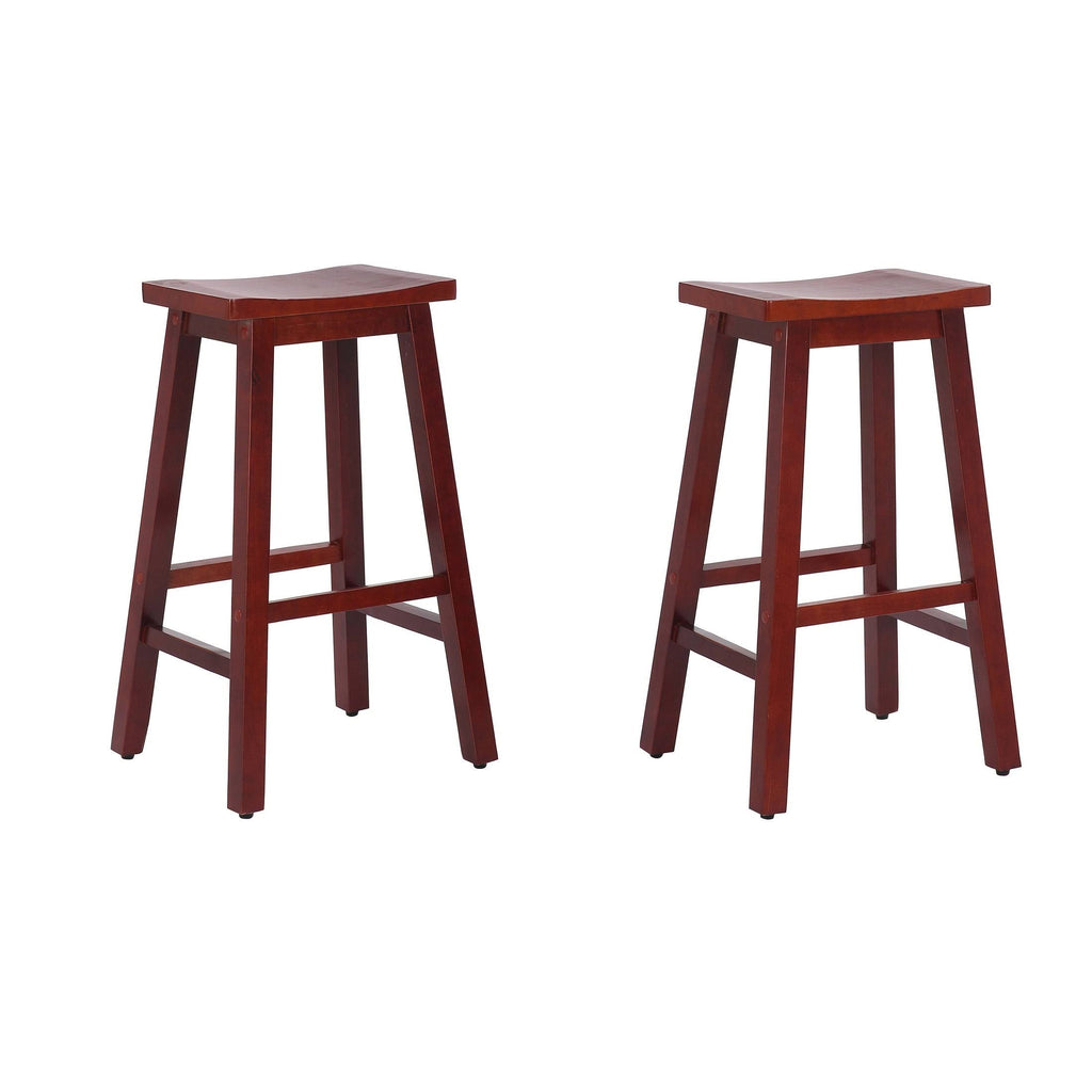 Solid Wood Saddle Bar Stool, Set of 2 - Open Gray K70188
