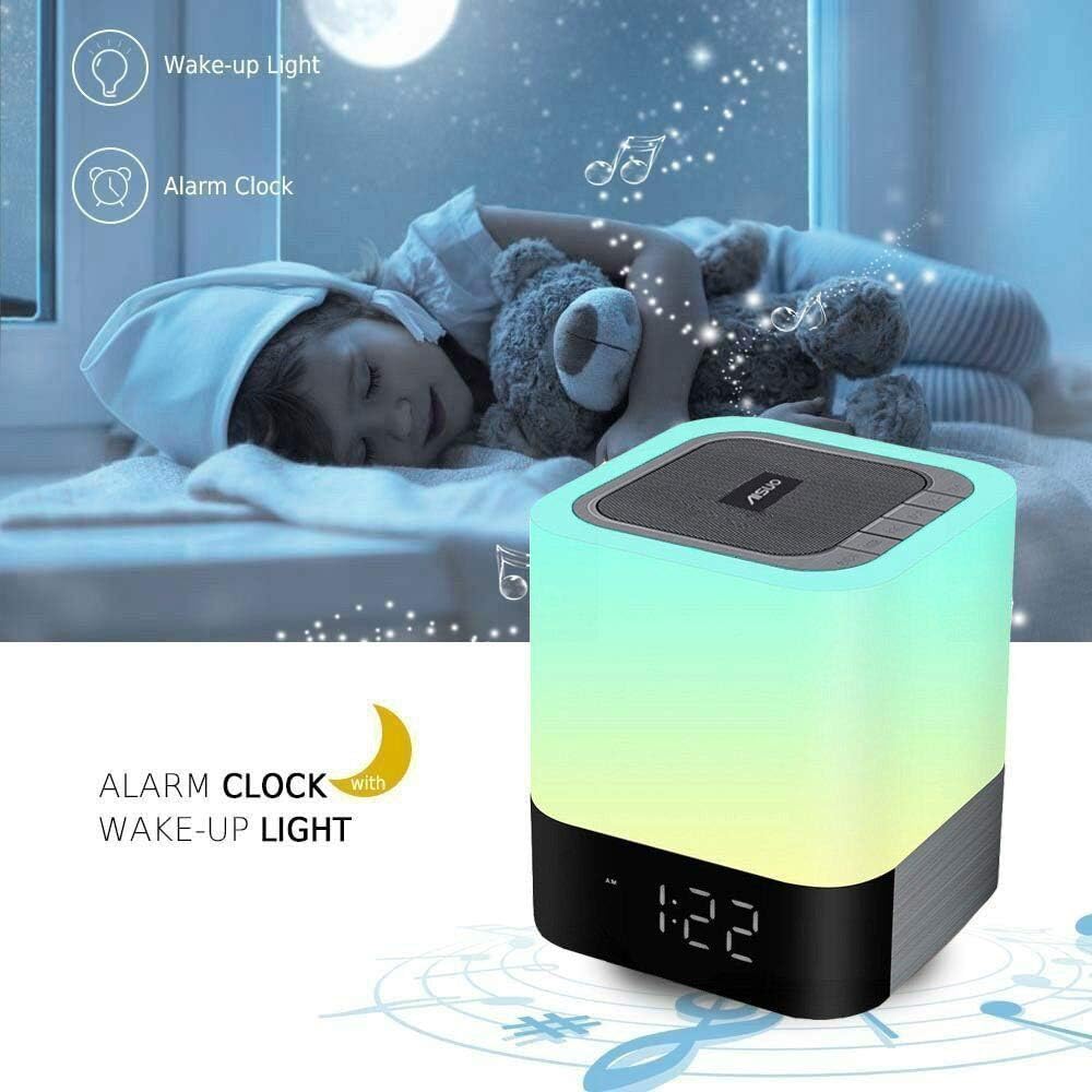 5 in 1 Bedside Lamp with Bluetooth Speaker, Digital Calendar Alarm Clock, Touch Control, Music Player X14318
