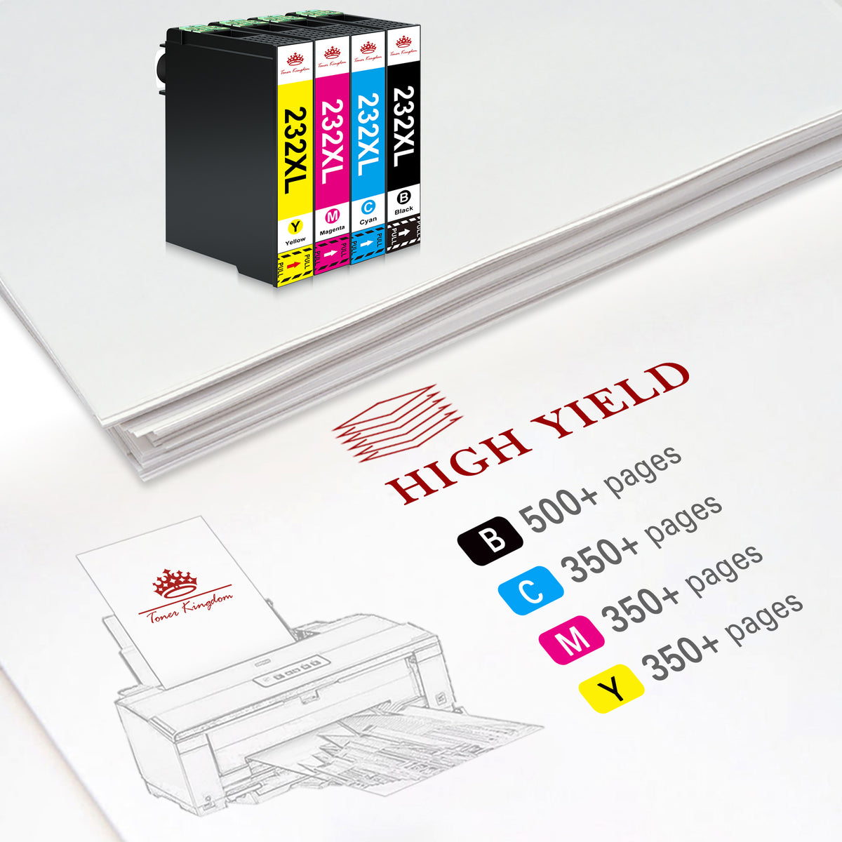 232XL Ink Cartridge 8 Pack Black Cyan Magenta Yellow W265