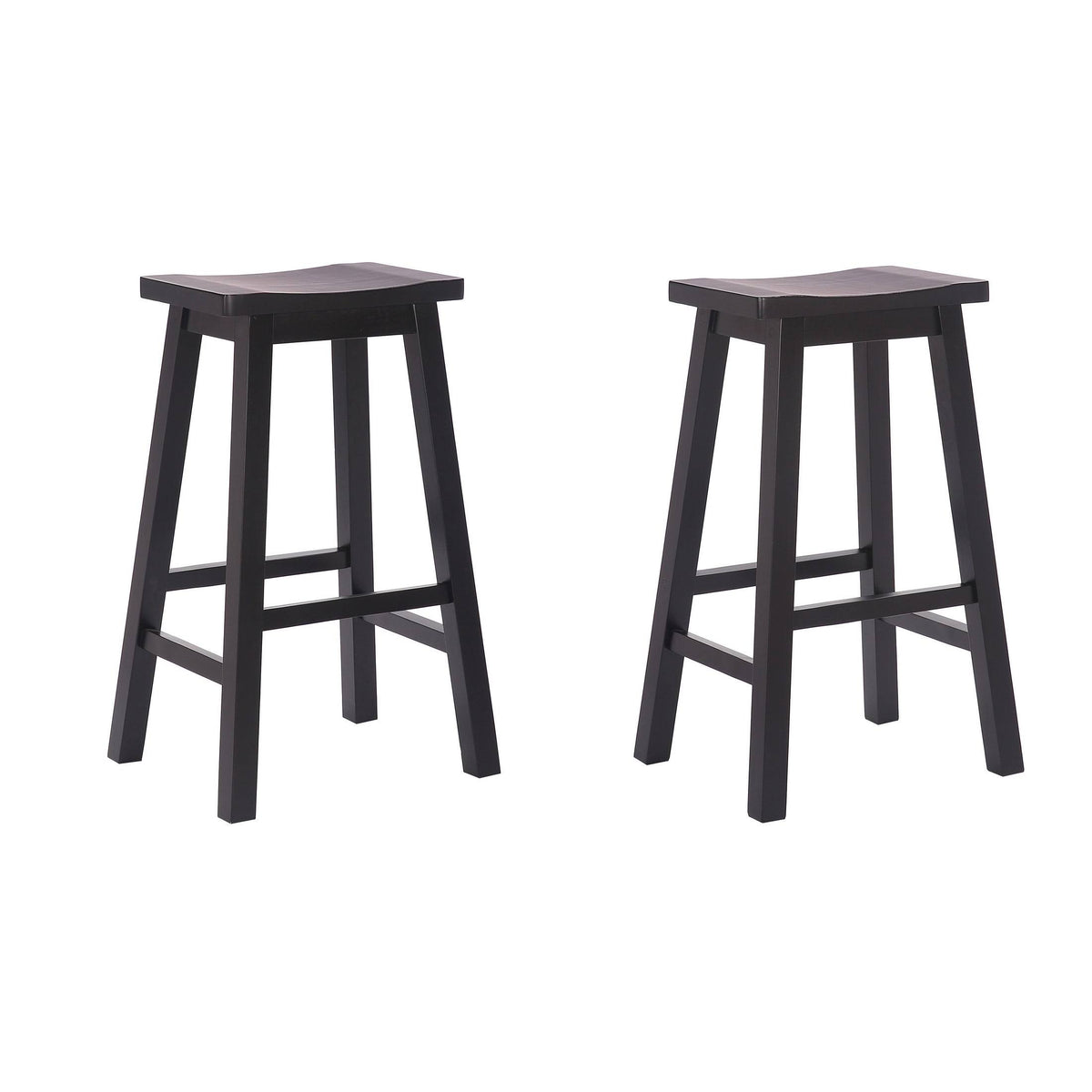 Solid Wood Saddle Bar Stool, Set of 2 - Open Gray K70188