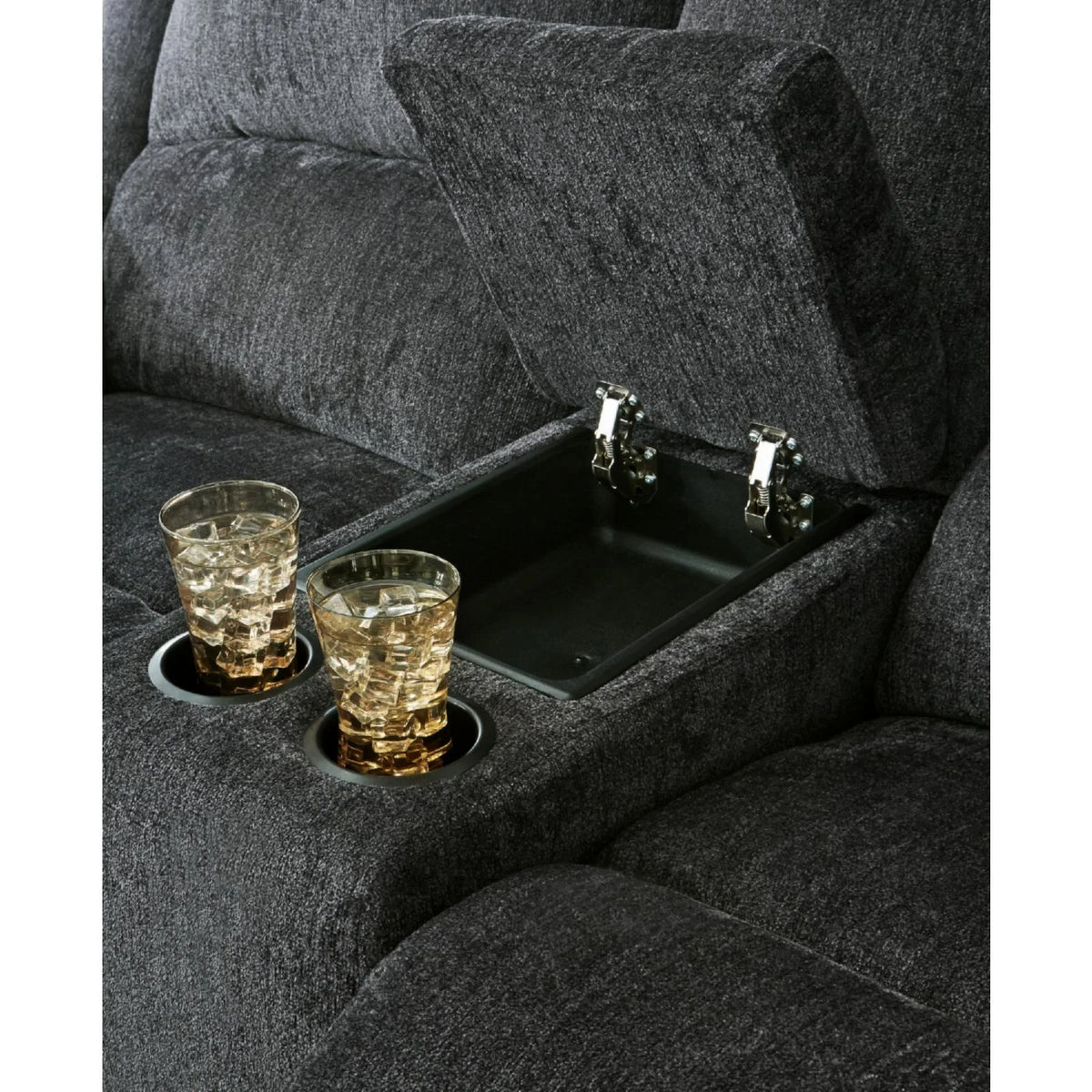 Slate Reclining Loveseat with Console T463