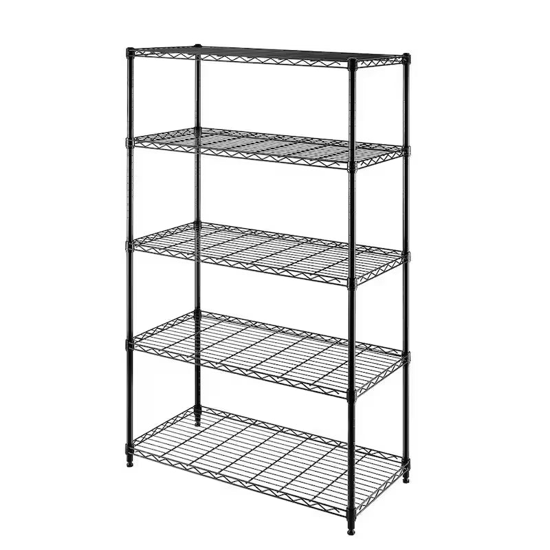 5-Tier Steel Wire Shelving System in Black N659