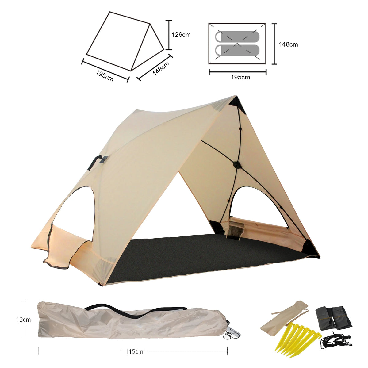 2-3 Person Beach Tent with UV Protection T40217