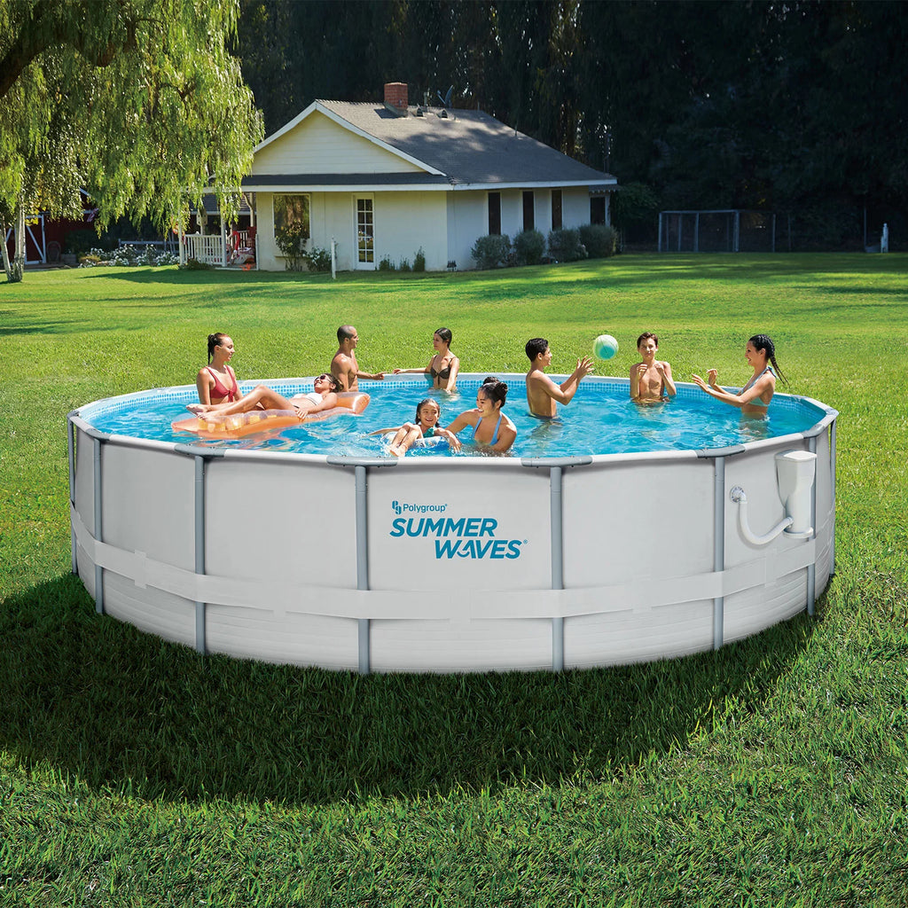 18ft x 48in Above Ground Frame Swimming Pool Set with Pump X1353