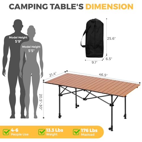 Portable Folding Aluminum Camping Table with Carry Bag W19008