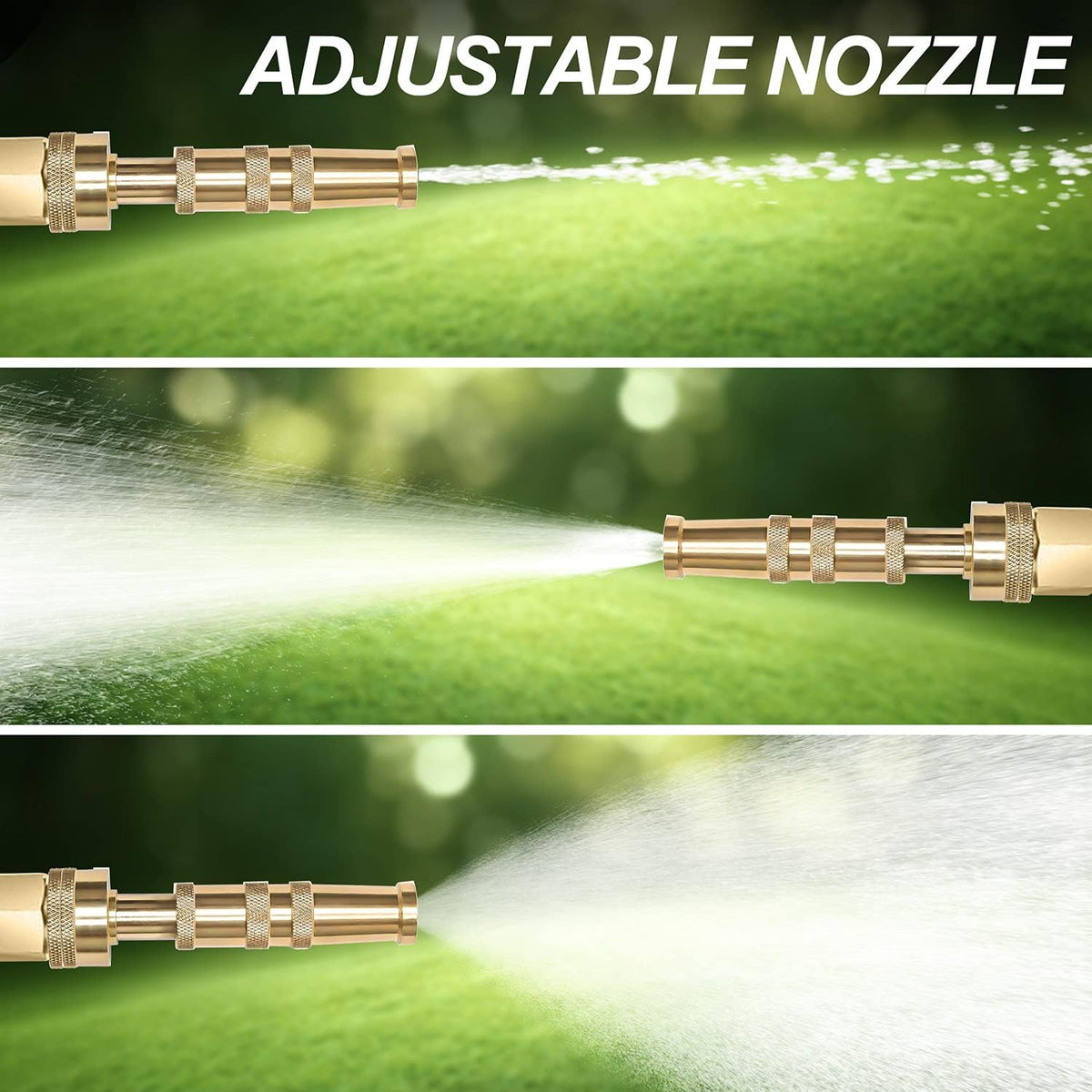 Steel Metal Garden Hose 100FT Heavy Duty Lightweight 304 Stainless Steel Water Hose with Brass Nozzle, Silver Pack of 2 K4650