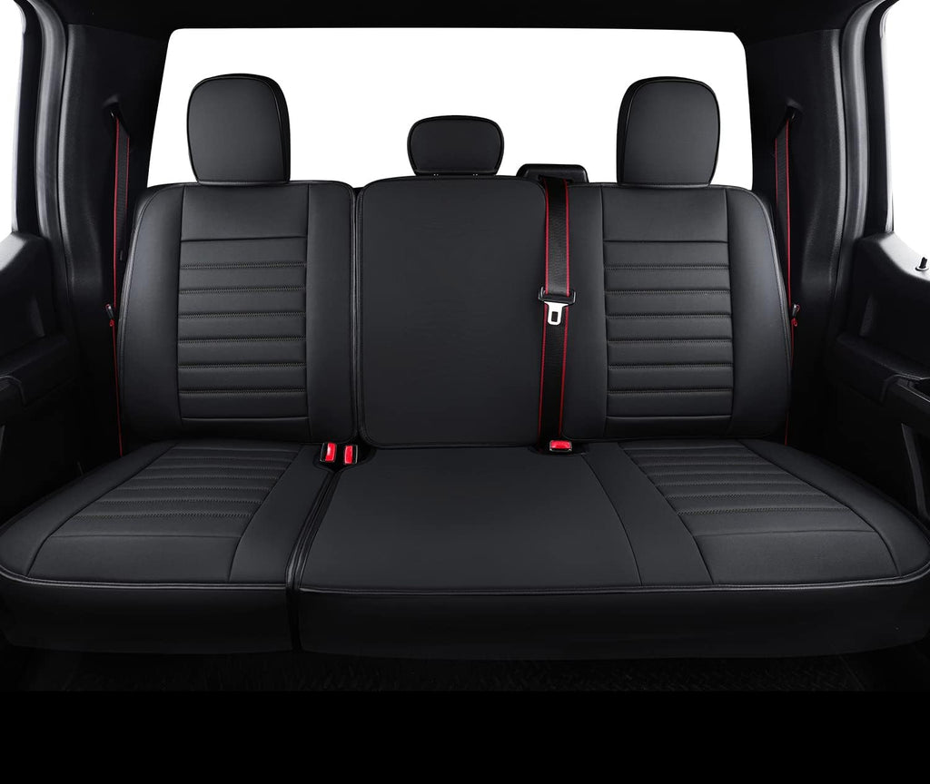 F150 Crew Cab Faux Leather Seat Covers (Black & Blue) F3715