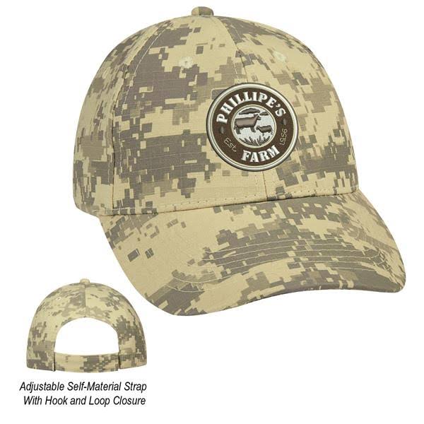 Digital Camouflage Cap, 100% Cotton Ripstop, 6 Panel, Structured Crown E50754