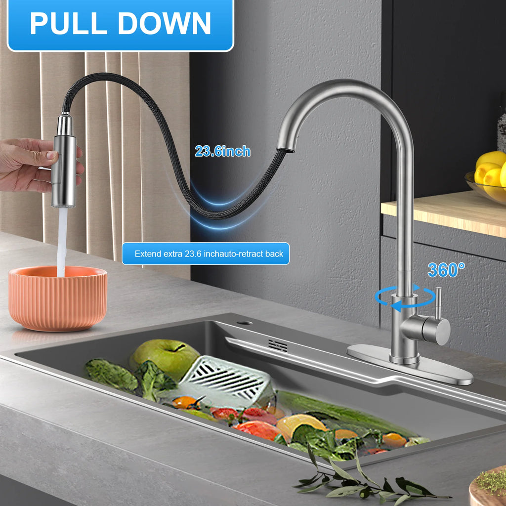 304 Stainless Steel Pull Down Kitchen Faucet G55435