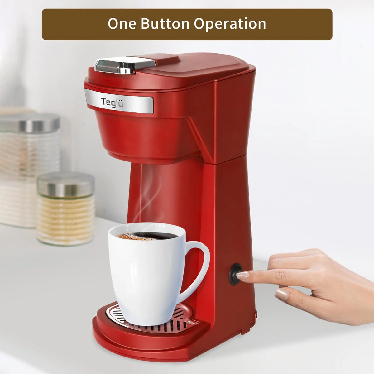 2 in 1 Single Serve Coffee Maker with Reusable Filters, Red D890646