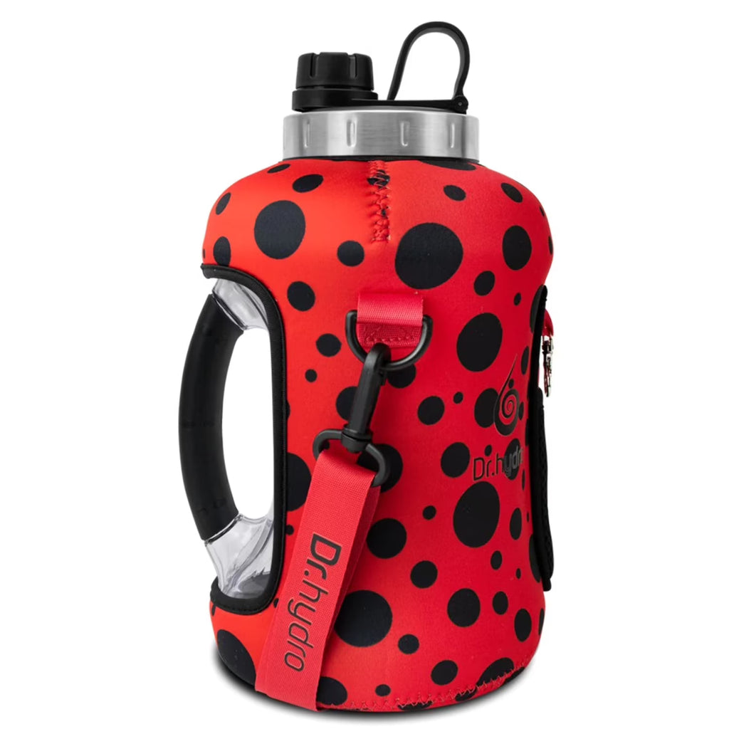 Black Lady Bug Gallon Water Bottle with Straw N864