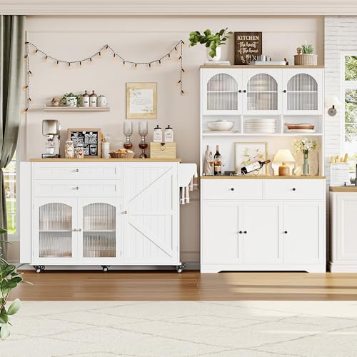 Rolling Kitchen Island with Storage and Drop Leaf Countertop M636451