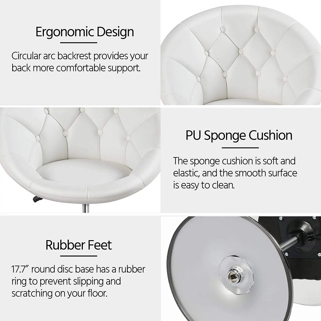 White Tufted Height Adjustable Swivel Accent Chair C58706