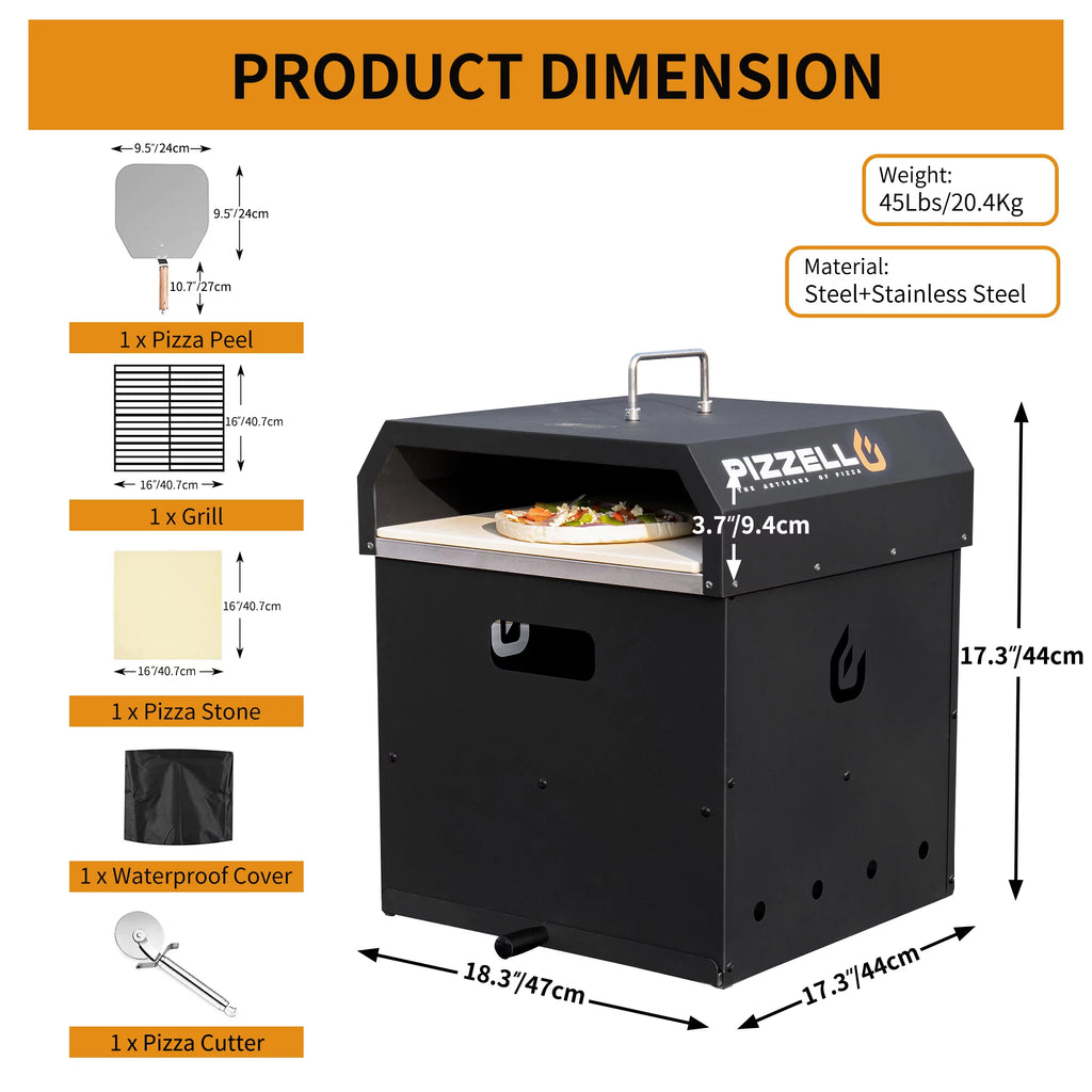 4 in 1 Wood Fired Outdoor Pizza Oven with Pizza Stone V11352