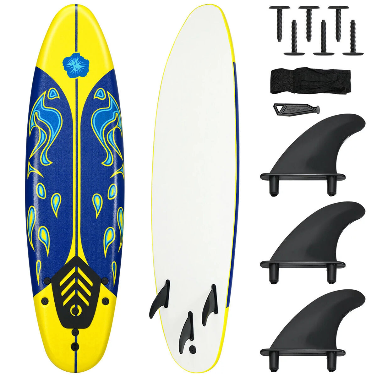 6' Foamie Body Surfing Board with 3 Fins & Leash Q631912