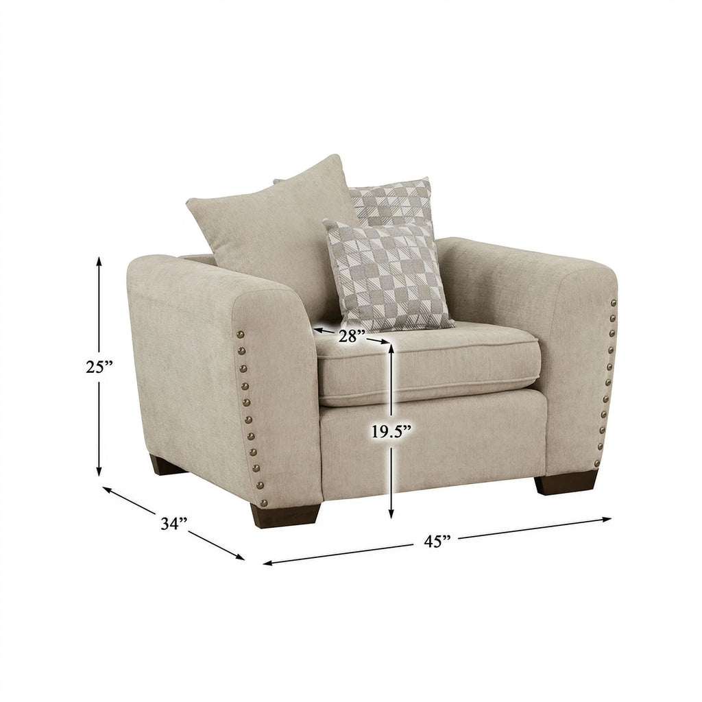 Light Brown Chenille Living Room Chair E198