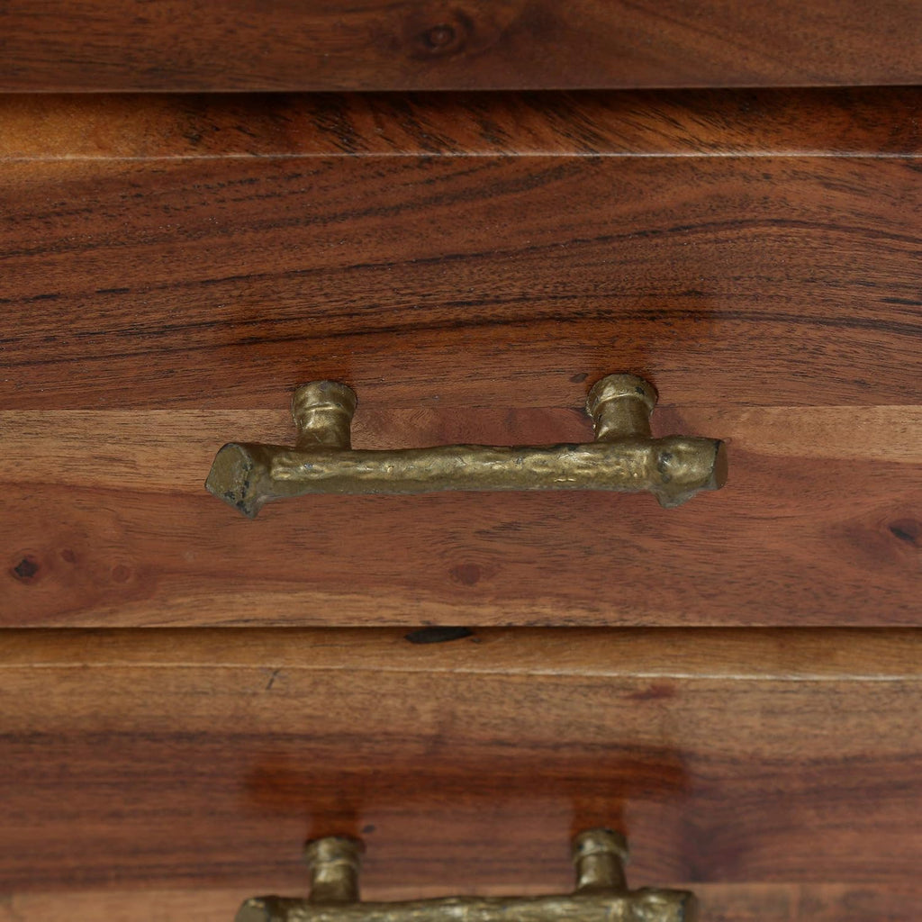 Dark Natural Acacia Wood 3 Drawer Nightstand Q3539