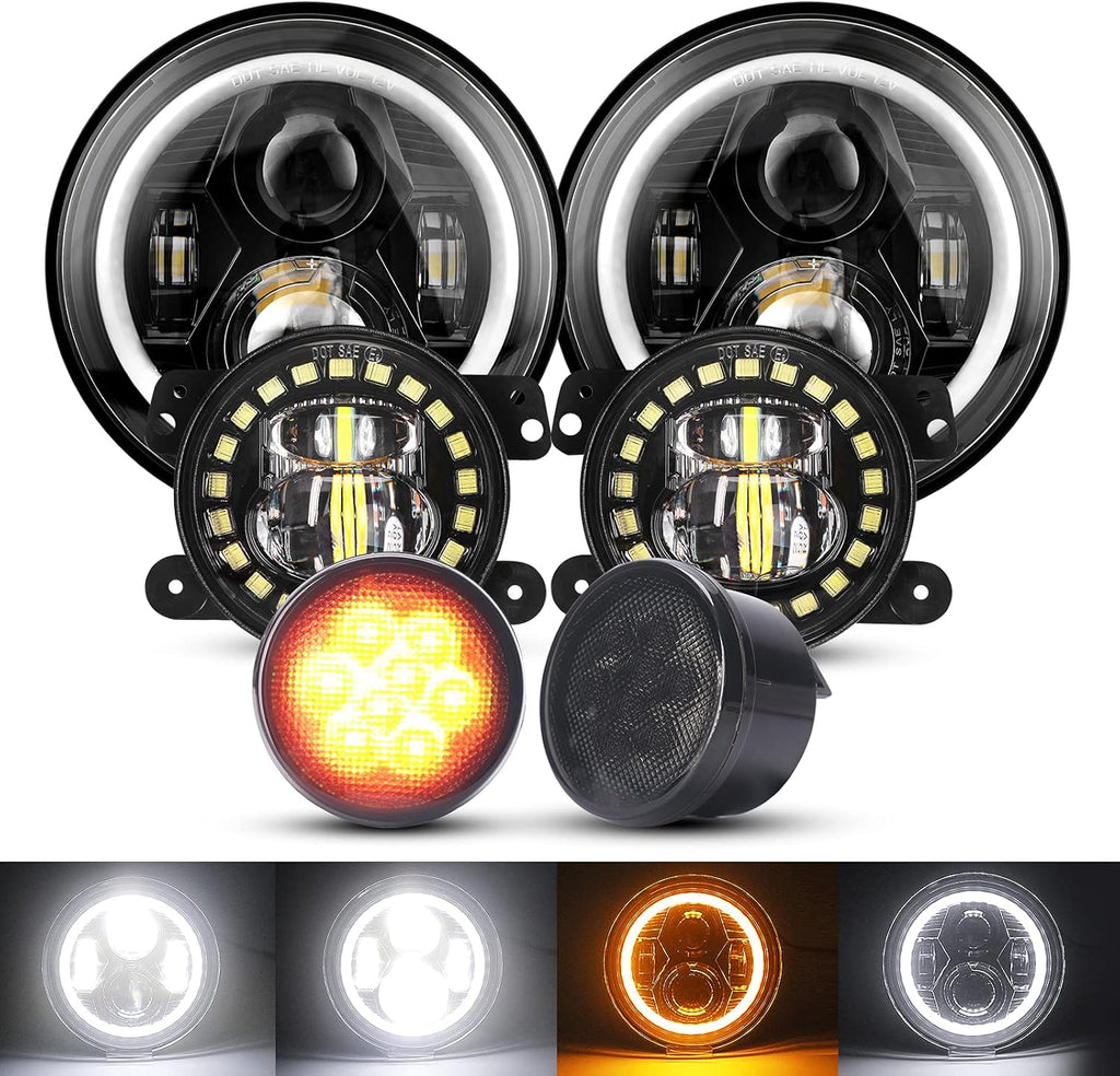 7'' LED Headlights, 4'' LED Fog Lights, Yellow LED Turn Signal Light H928305