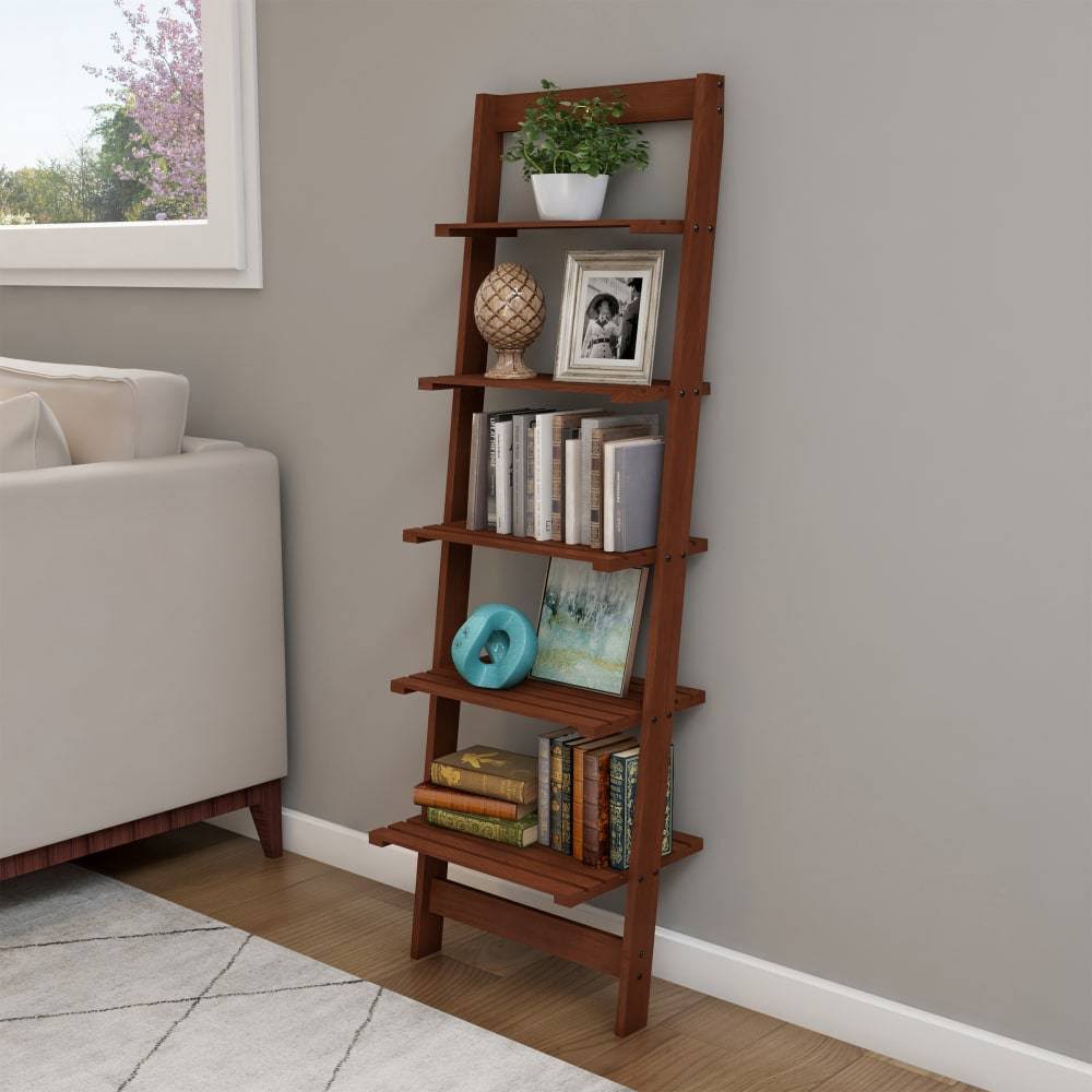 White 5-Tier Ladder-Style Bookcase Z6900