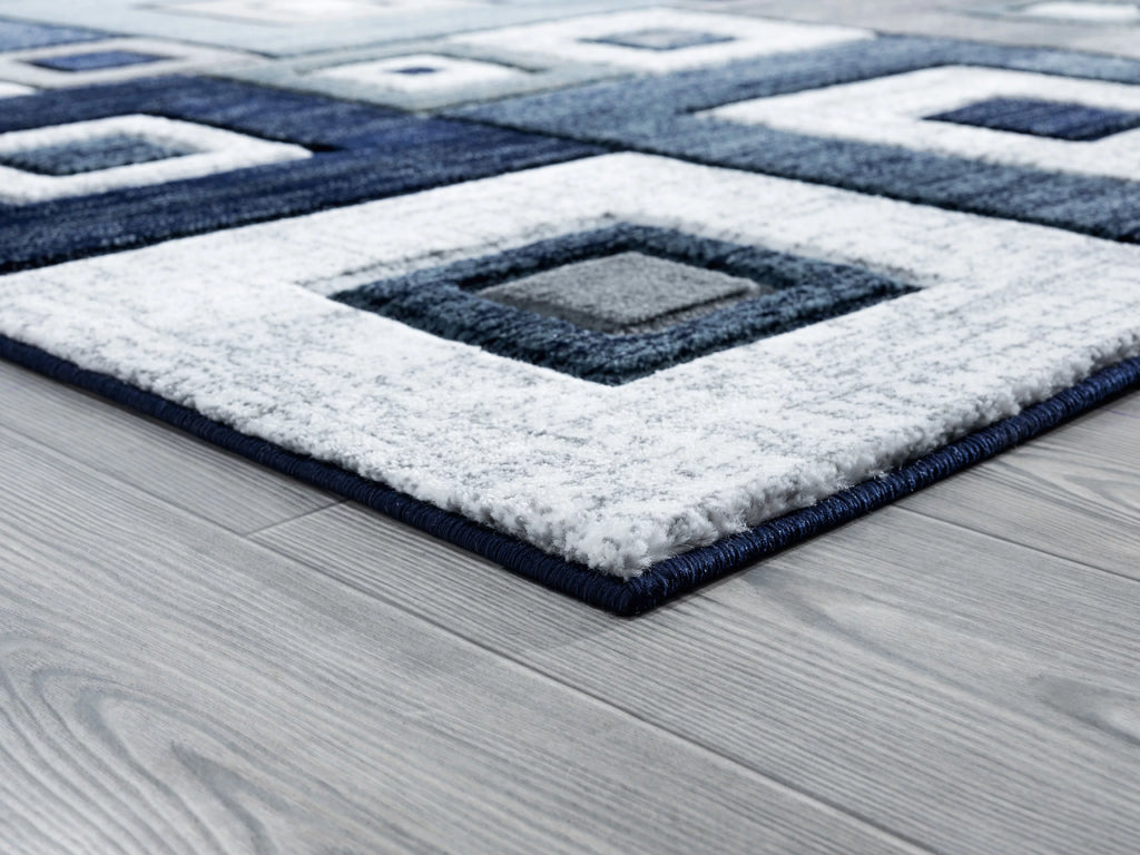 Navy Modern Geometric Accent Rug M375604