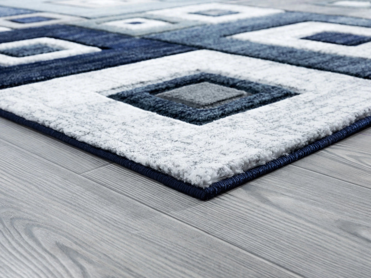 Navy Modern Geometric Accent Rug M375604