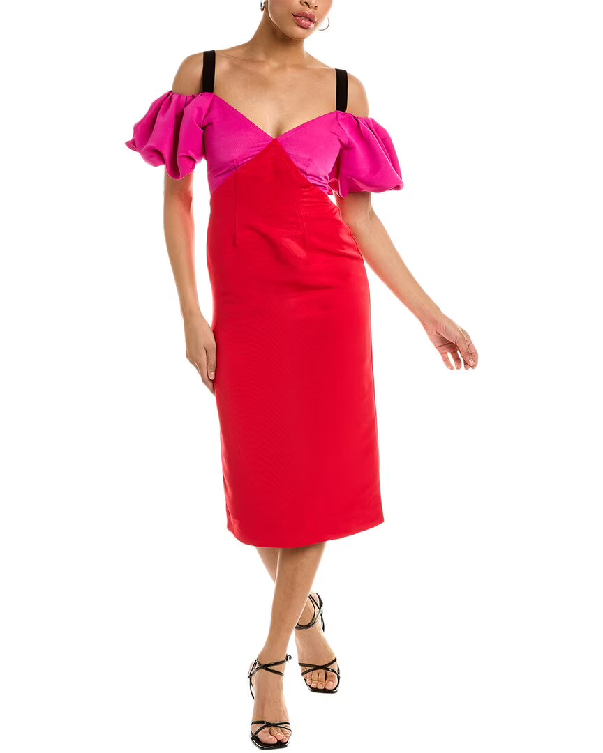 Red Off-The-Shoulder Midi Dress I47388