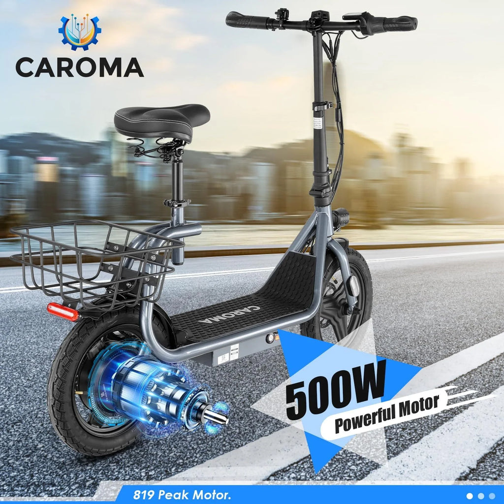 500W Electric Scooter with Seat, 14 inch, Silver I381