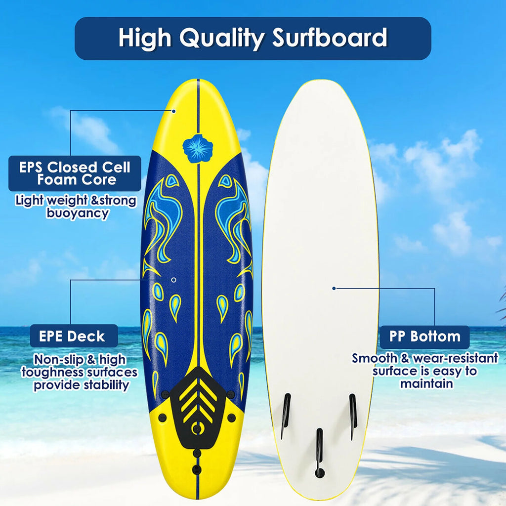 6' Foamie Body Surfing Board with 3 Fins & Leash Q631912