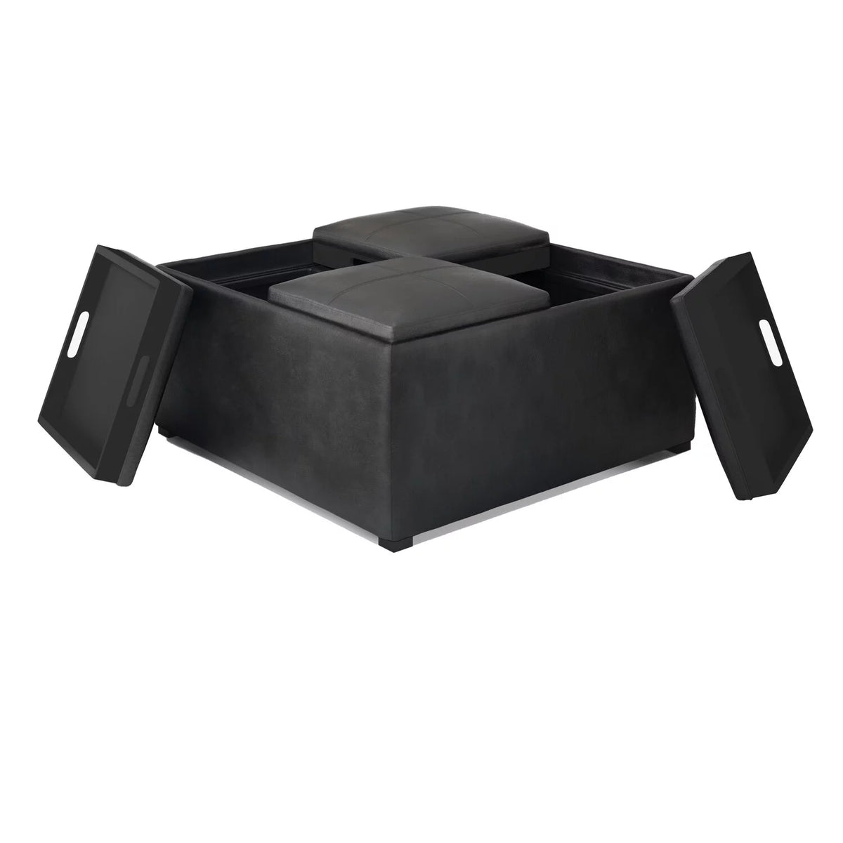 35 inch Square Storage Ottoman Faux Leather R412