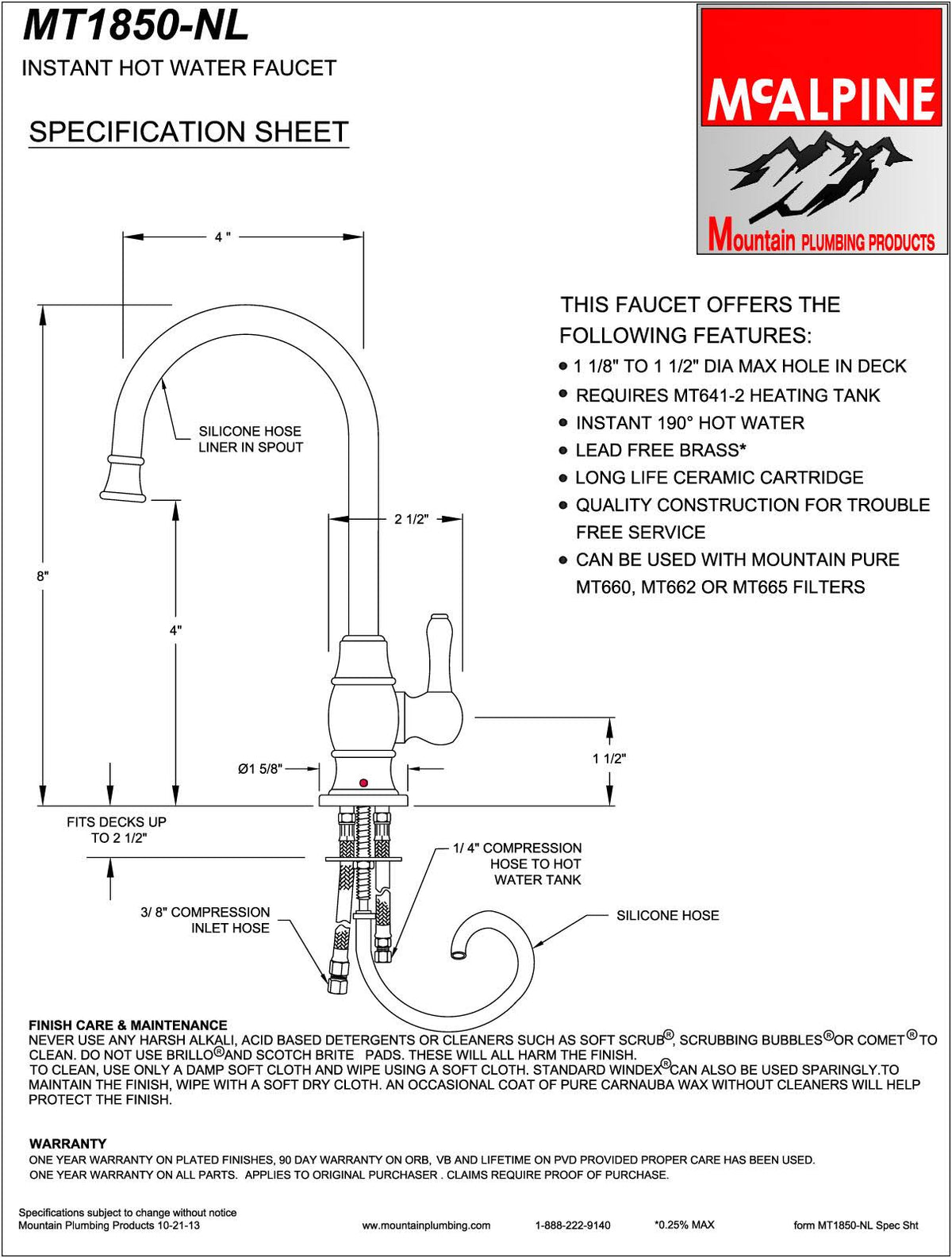 Pewter Hot Water Faucet F375