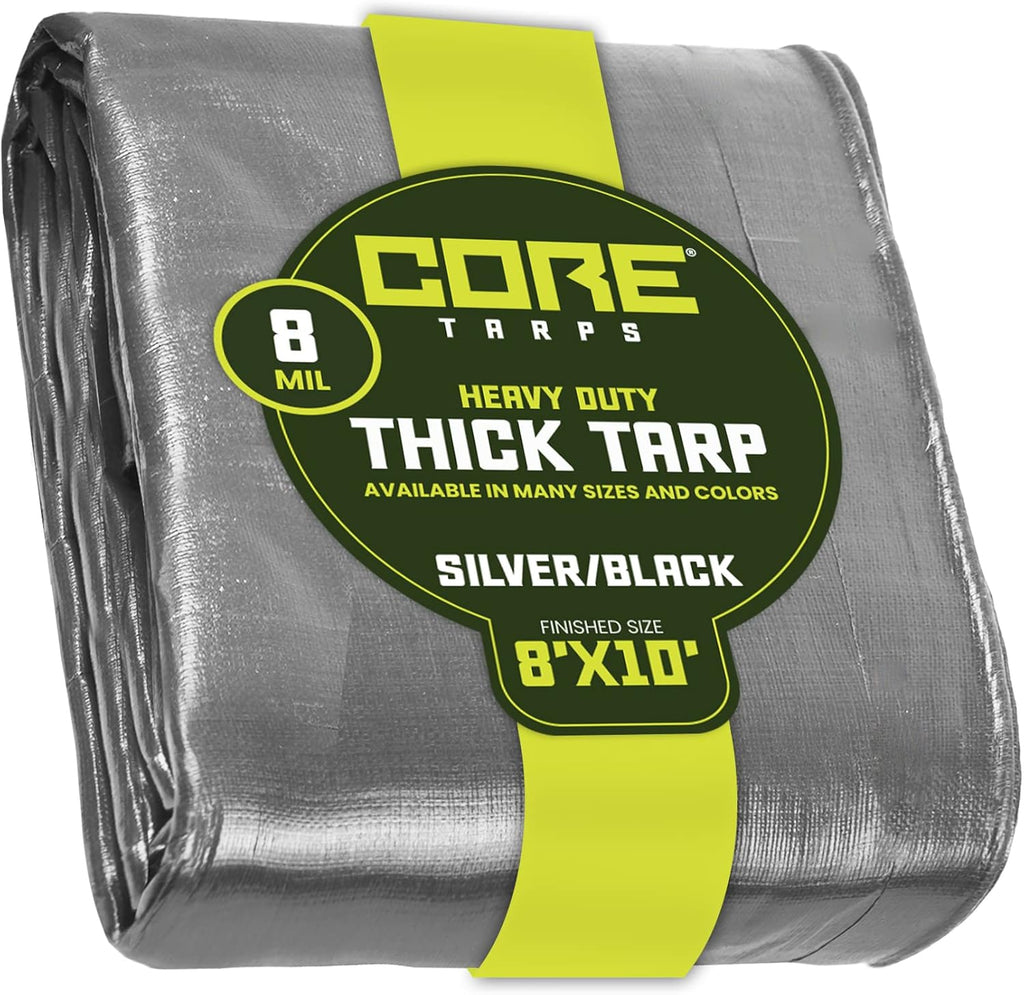 Heavy Duty 8 Mil Waterproof Poly Tarpaulin with Reinforced Edges, Brown/Black 18′ X 24′, Pack of 2 P312799