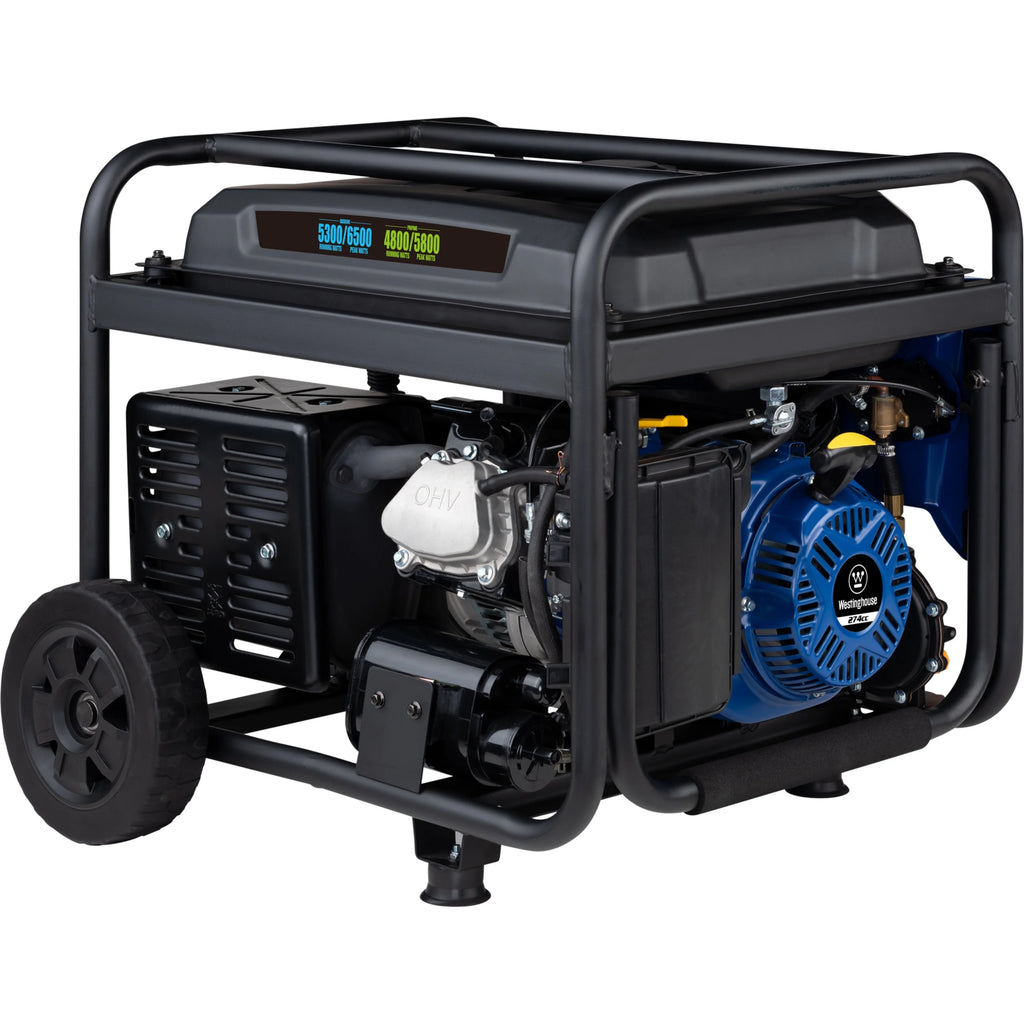 6500 Peak Watt Dual Fuel Portable Generator with CO Sensor and Wheel Kit I631097