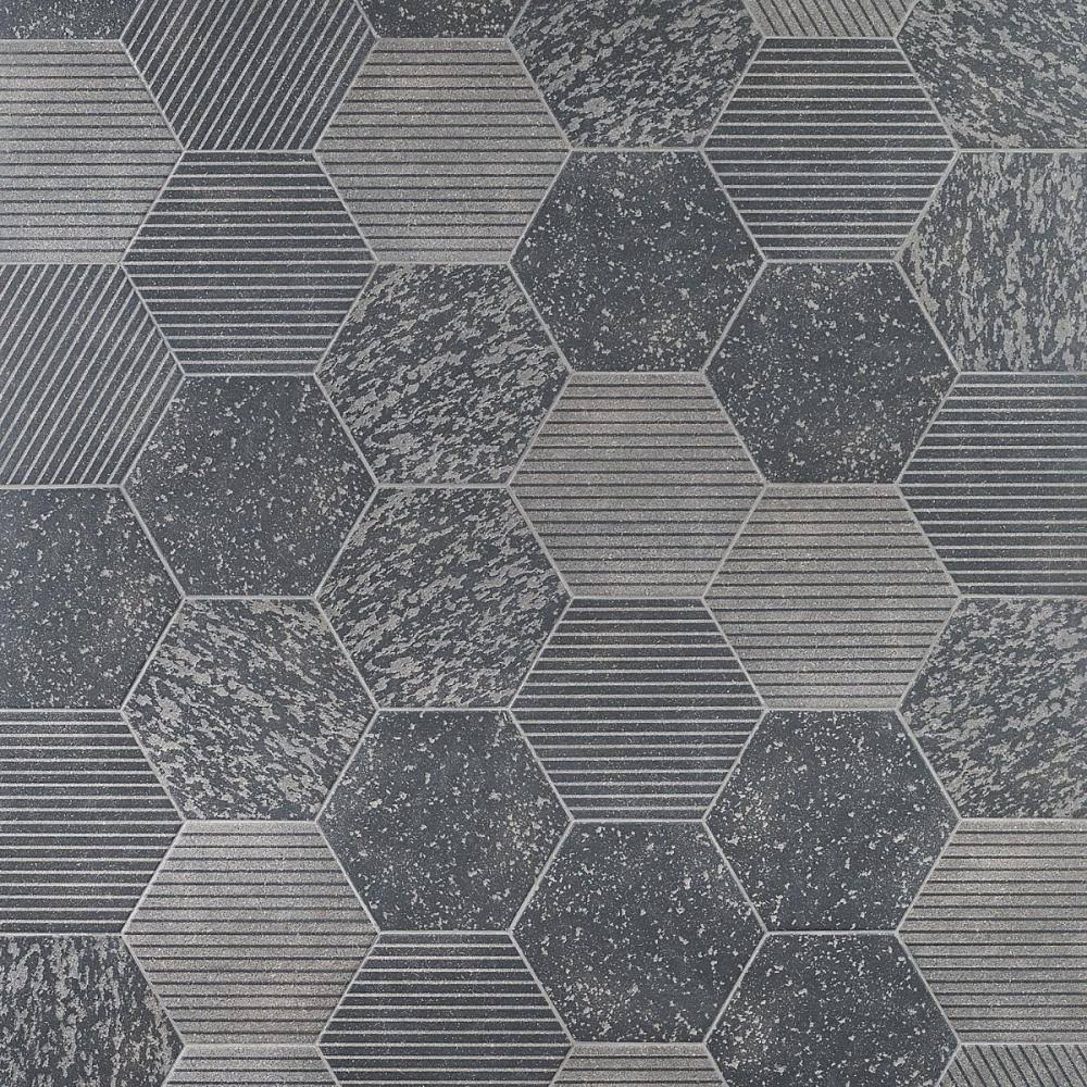 Black 9 in. Hex Matte Porcelain Floor and Wall Tile (20 Pieces 9.47 Sq. ft. / CASE) O110