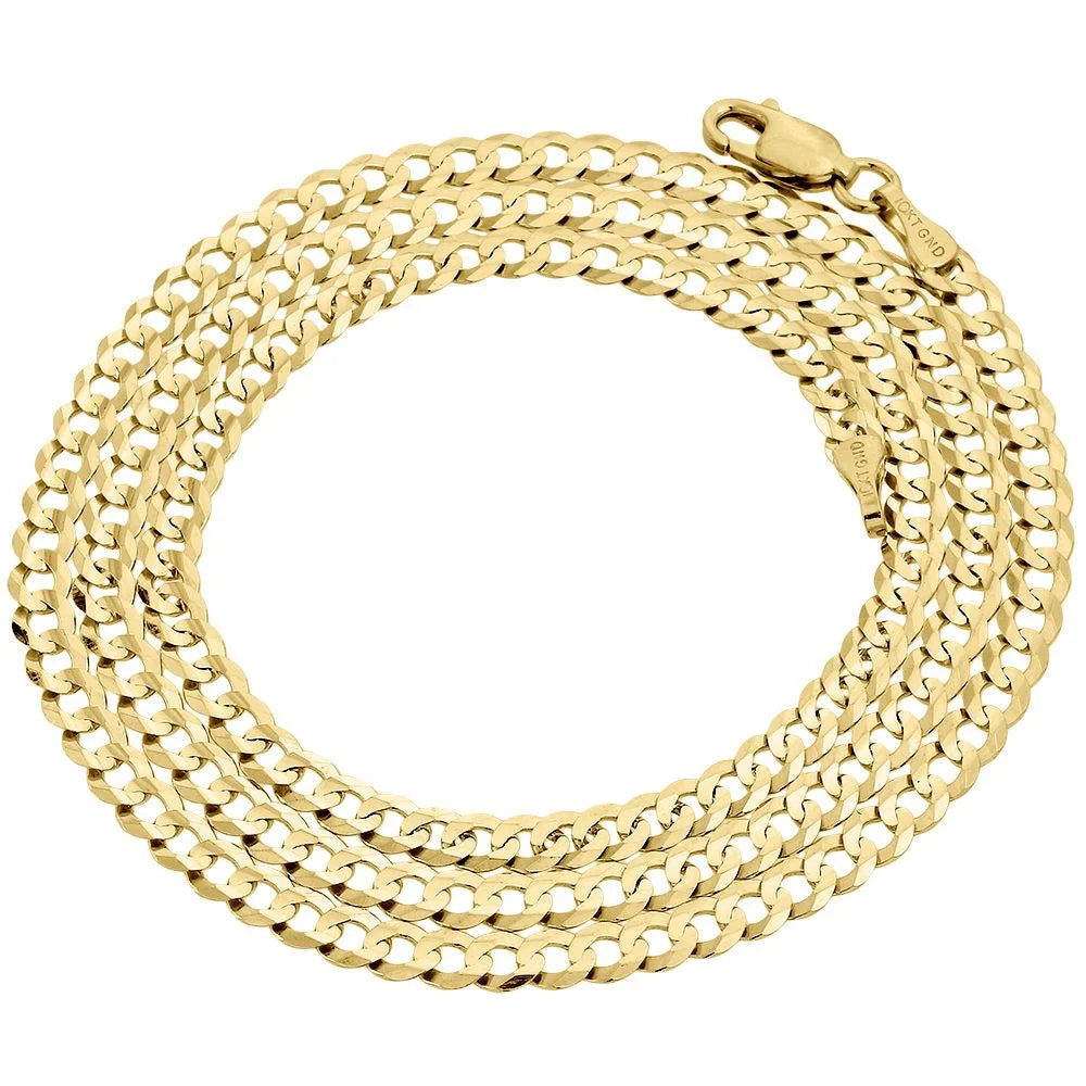 10K Yellow Gold Cuban Link Chain Necklace, 22 Inches U2455