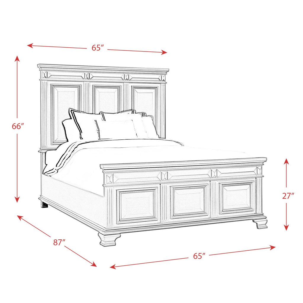 King Panel Bed in White J8403